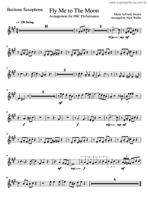 Partitura da música Fly Me To The Moon Baritone Saxophone