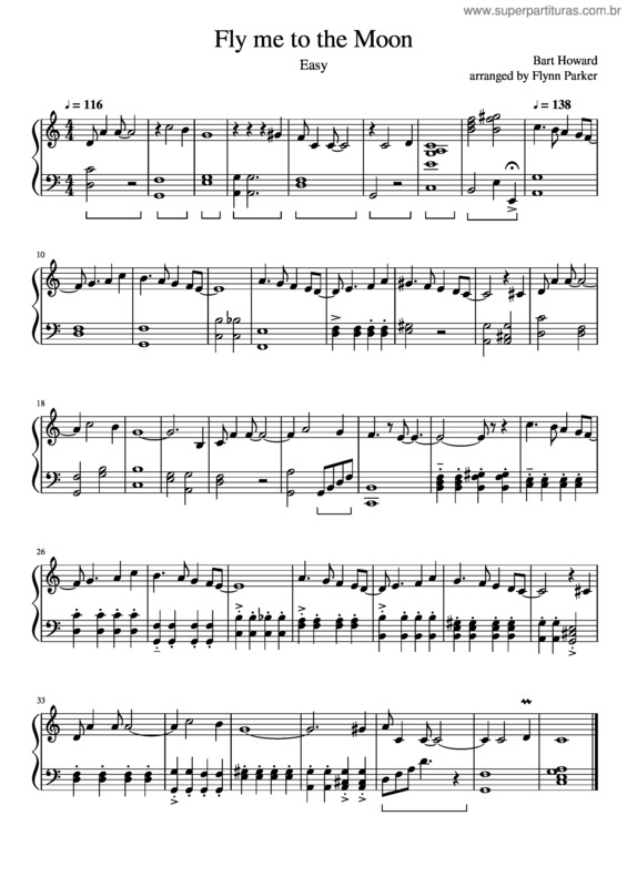 Partitura da música Fly Me To The Moon Easy Piano Solo
