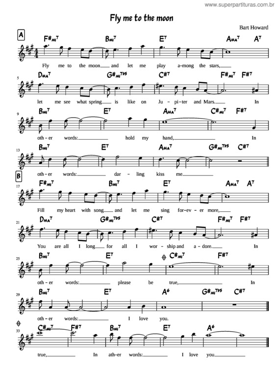 Partitura da música Fly Me To The Moon Eb