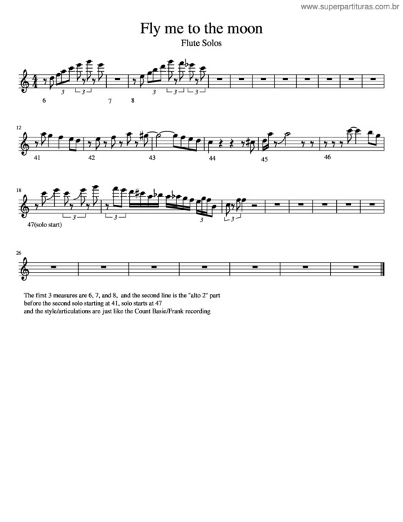 Partitura da música Fly Me To The Moon Flute Feature Part