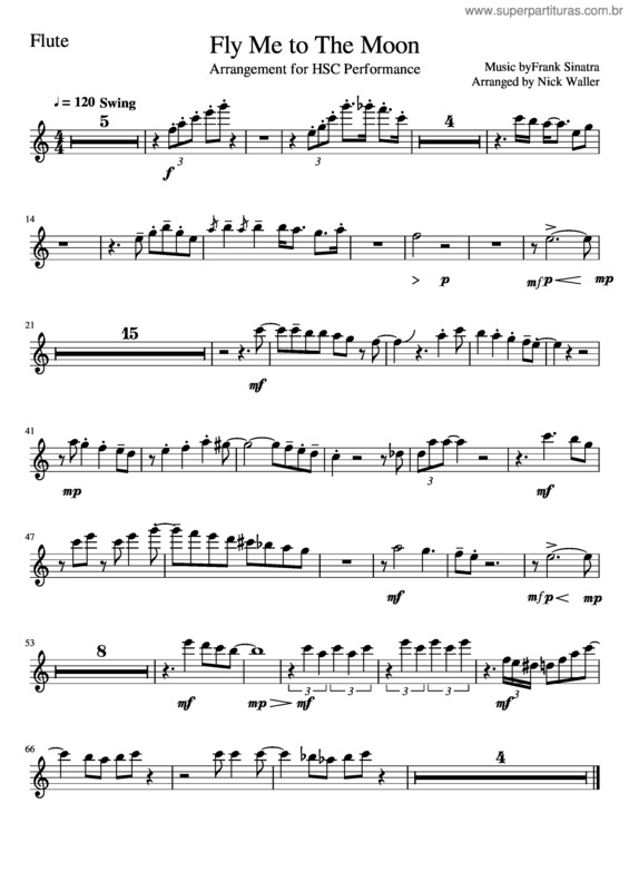 Partitura da música Fly Me To The Moon Flute v.2