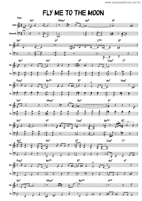 Partitura da música Fly Me To The Moon For Violin And Cello