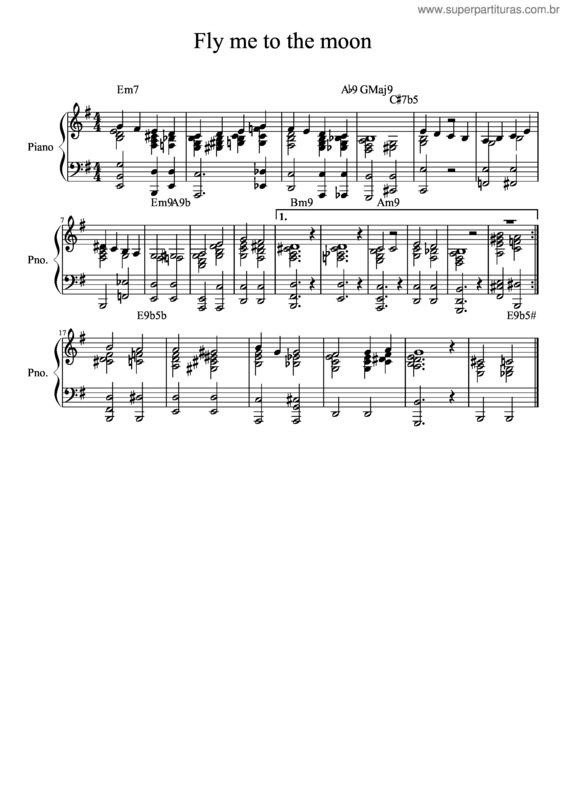 Partitura da música Fly Me To The Moon G Major Bass N Treble