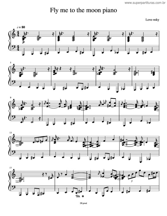 Partitura da música Fly Me To The Moon Piano