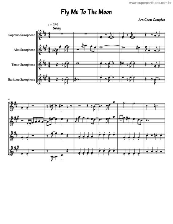 Partitura da música Fly Me To The Moon Sax Quartet