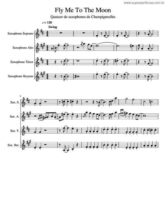 Partitura da música Fly Me To The Moon Saxs