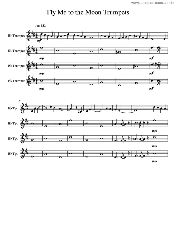 Partitura da música Fly Me To The Moon Trumpets