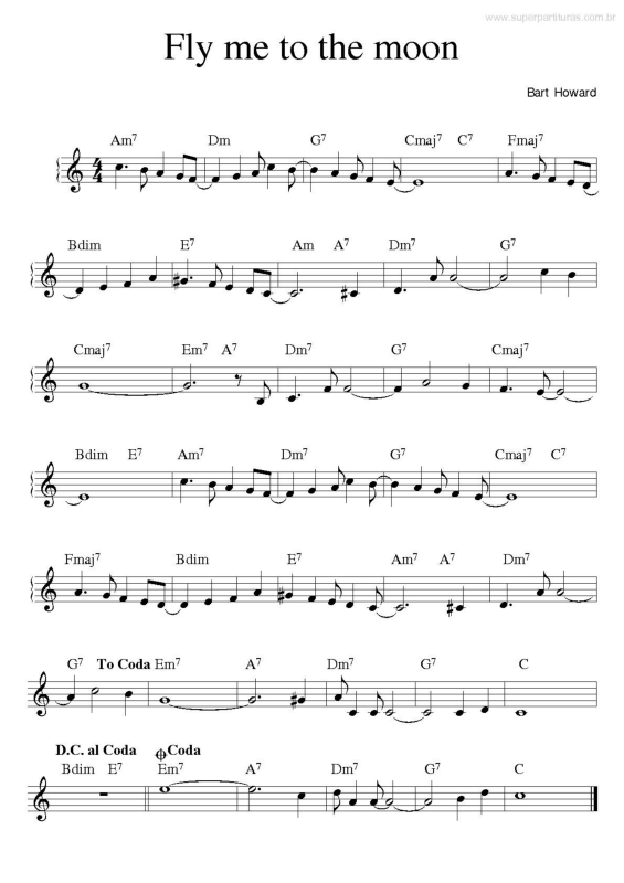 Partitura da música Fly me to the Moon v.2