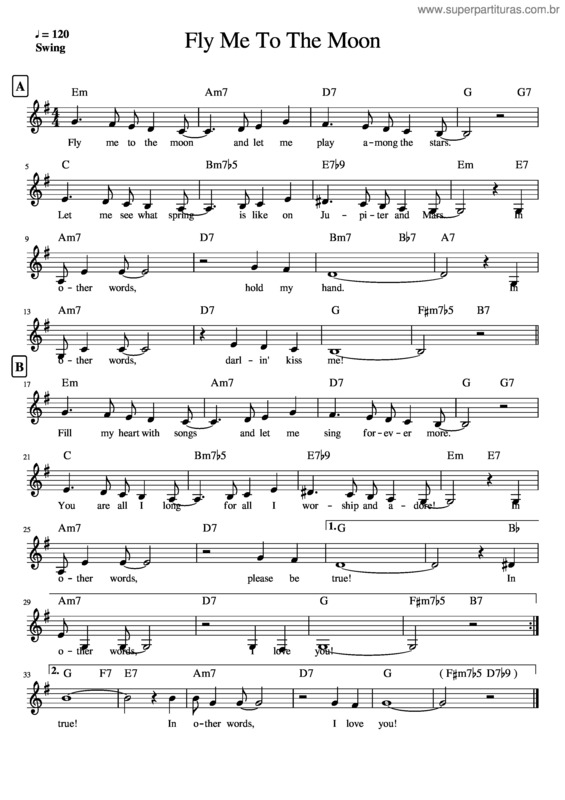 Partitura da música Fly Me To The Moon v.58