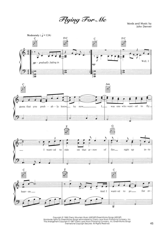 Partitura da música Flying for Me