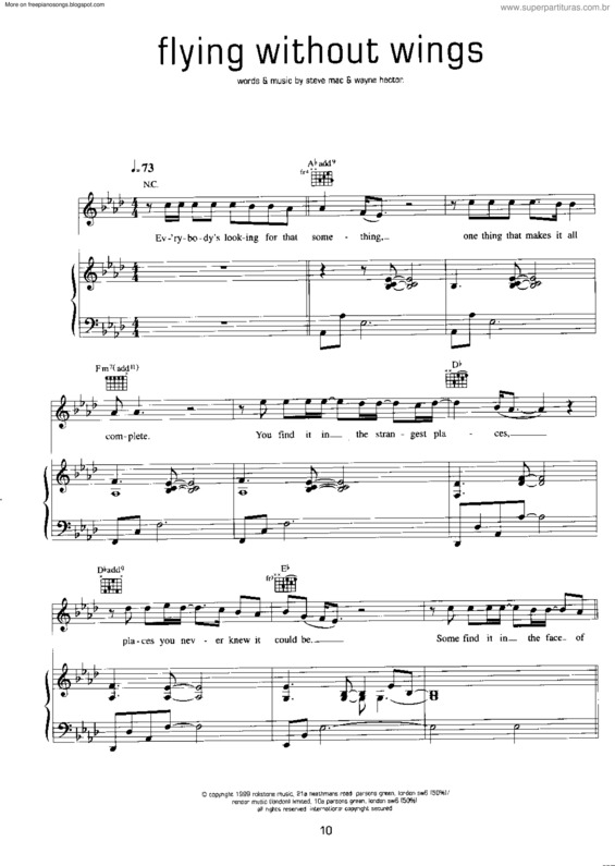 Partitura da música Flying Without Wings.PDF