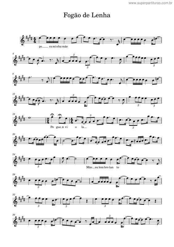 Partitura da música Fogão De Lenha – Unknown Author