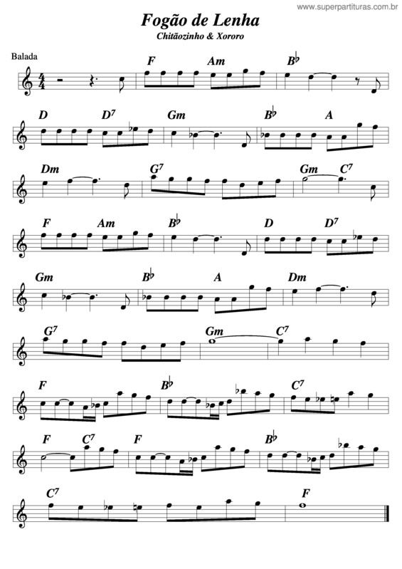Partitura da música Fogão De Lenha v.2