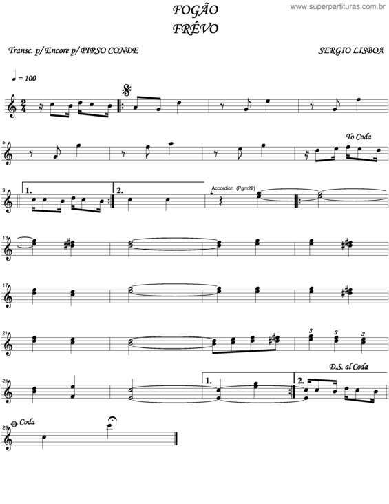 Partitura da música Fogão v.2