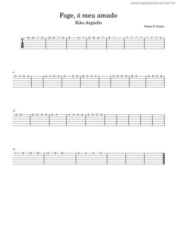 Partitura da música Foge, Ó Meu Amado