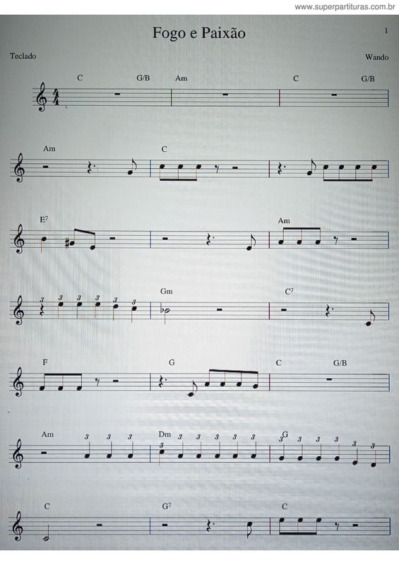 Partitura da música Fogo E Paixão v.5