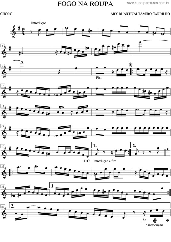 Partitura da música Fogo Na Roupa