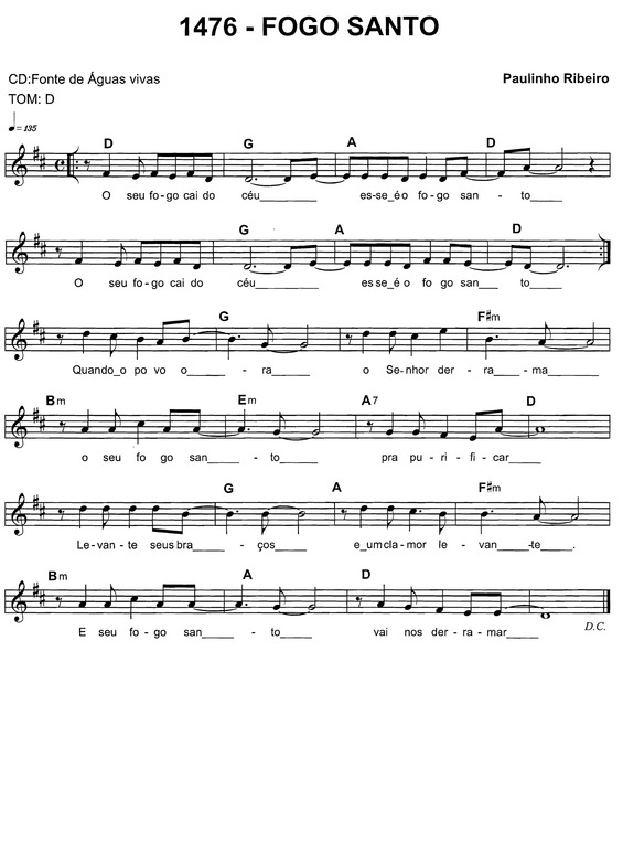 Partitura da música Fogo Santo