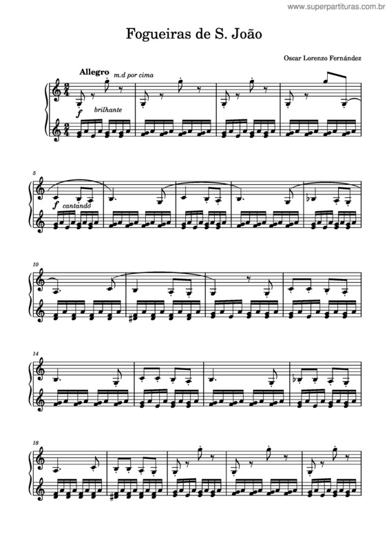 Partitura da música Fogueiras De S. João – Oscar Lorenzo Fernández Fogueiras De S. João