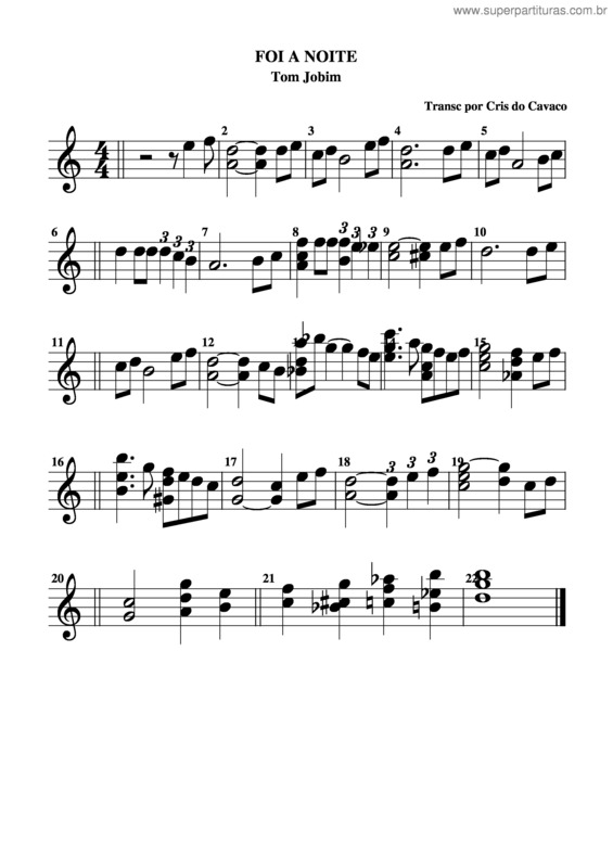 Partitura da música Foi A Noite