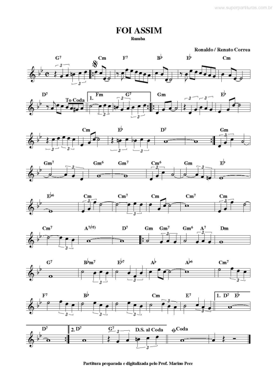 Partitura da música Foi Assim v.2