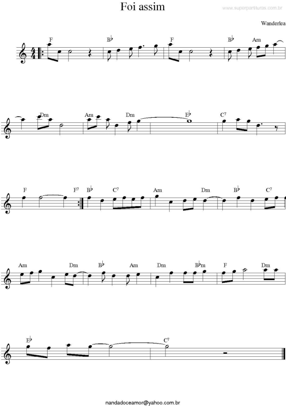 Partitura da música Foi Assim v.3