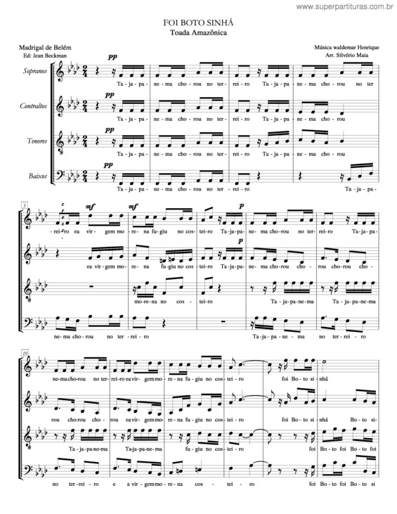 Partitura da música Foi Bôto,Sinhá v.2