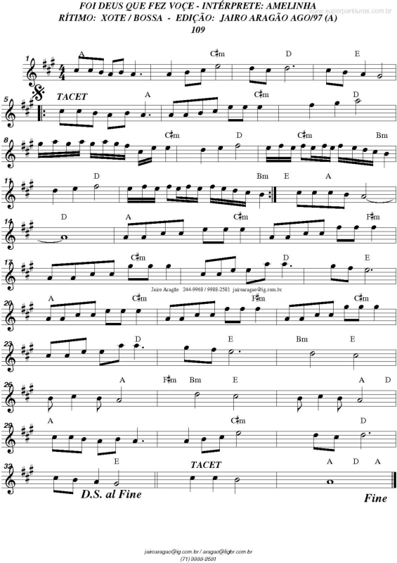 Partitura da música Foi Deus que fez você