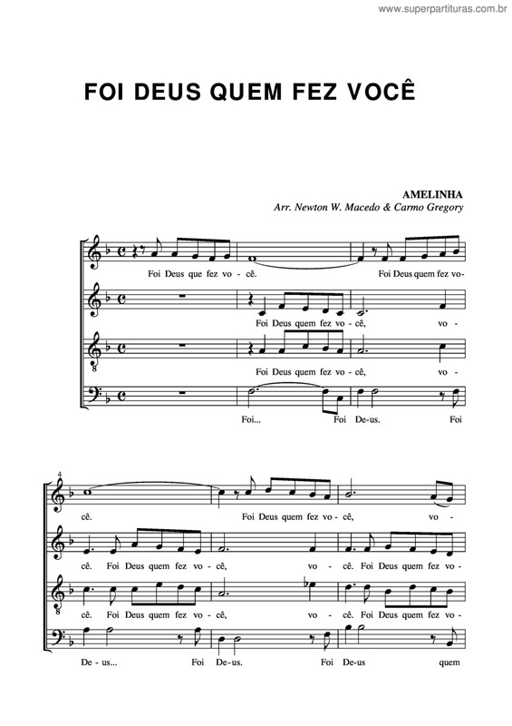 Partitura da música Foi Deus Quem Fez Você