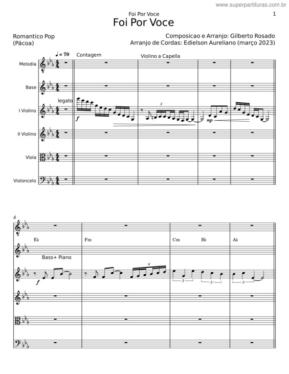 Partitura da música Foi Por Voce – Gilberto Rosado