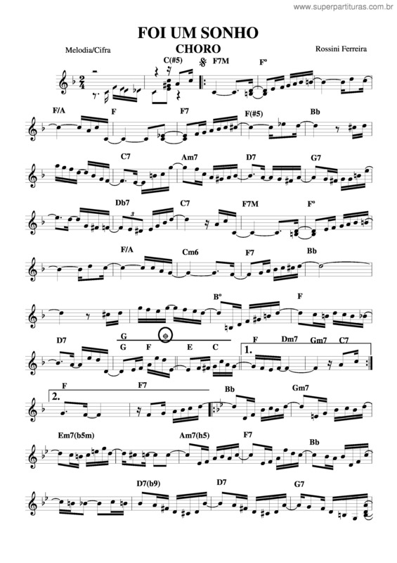 Partitura da música Foi Um Sonho v.2