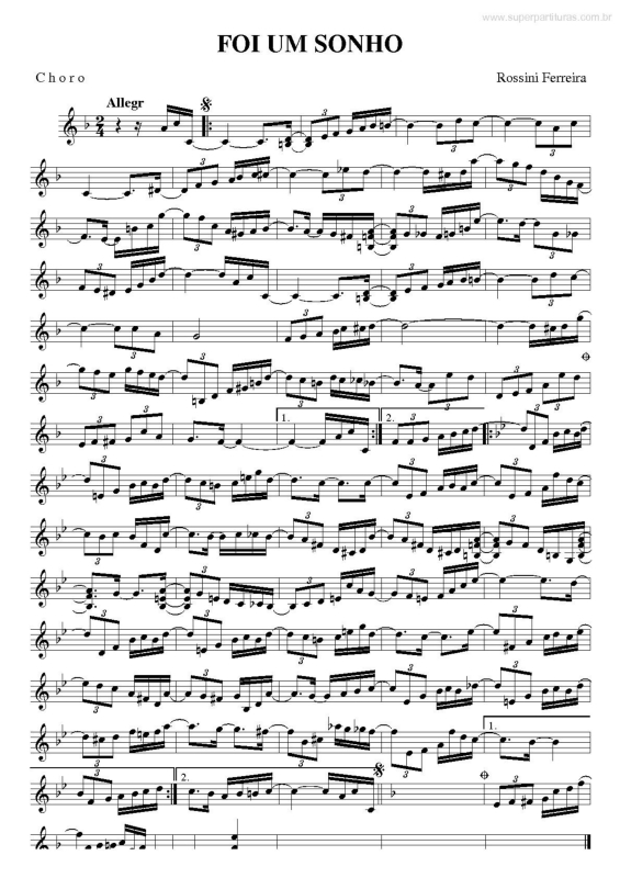 Partitura da música Foi Um Sonho