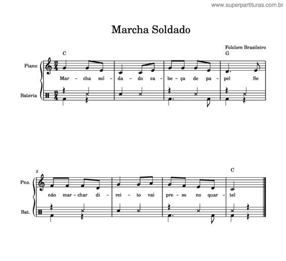 Partitura da música Folclore – Folclore Brasileiro Marcha Soldado