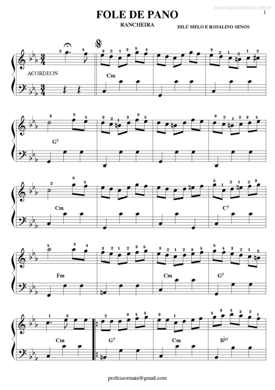 Partitura da música Fole de Pano