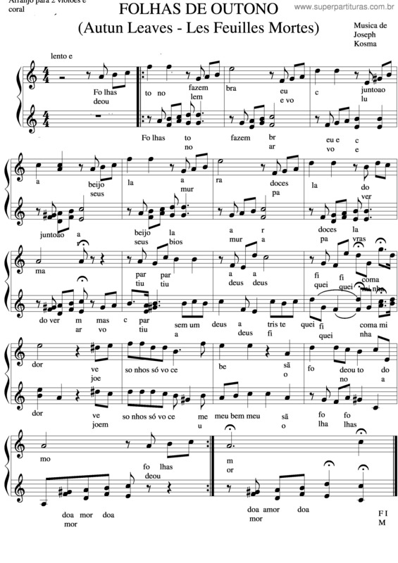 Partitura da música Folhas De Outono