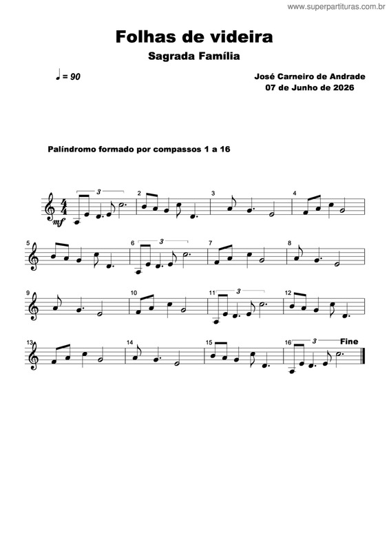 Partitura da música Folhas De Videira