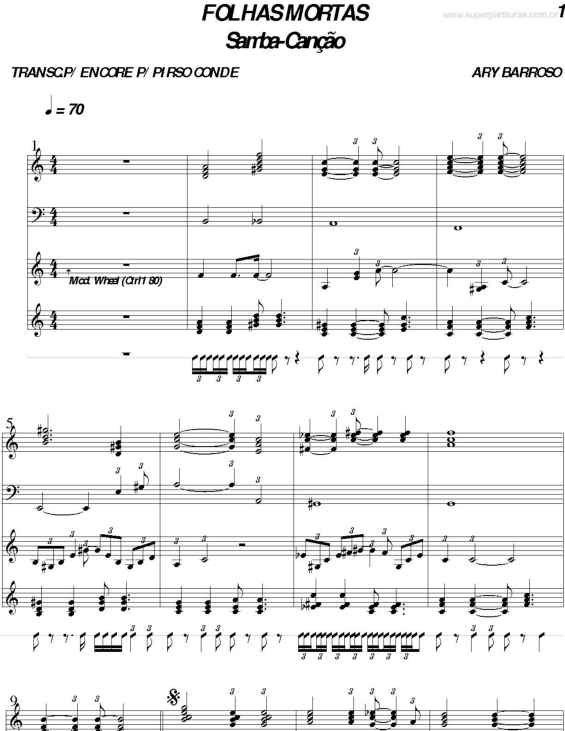 Partitura da música Folhas Mortas v.3