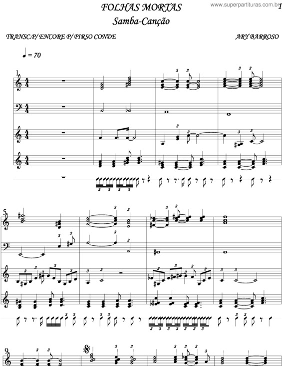 Partitura da música Folhas Mortas v.5