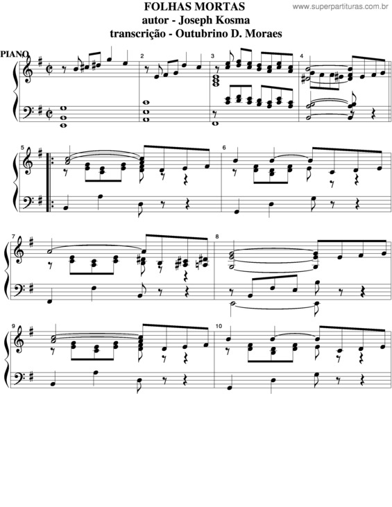 Partitura da música Folhas Mortas v.8