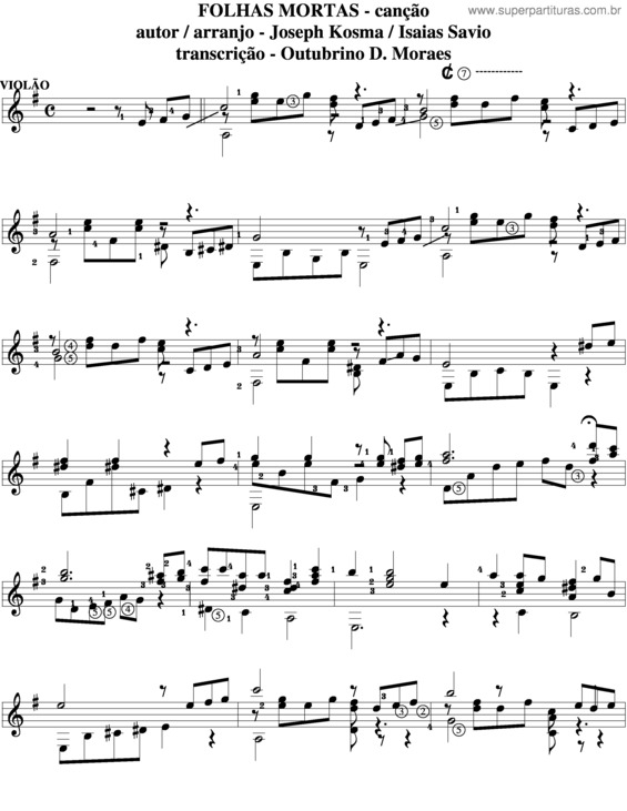 Partitura da música Folhas Mortas v.9