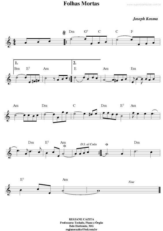 Partitura da música Folhas Mortas