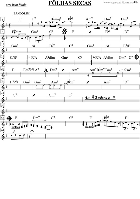 Partitura da música Folhas Secas v.2