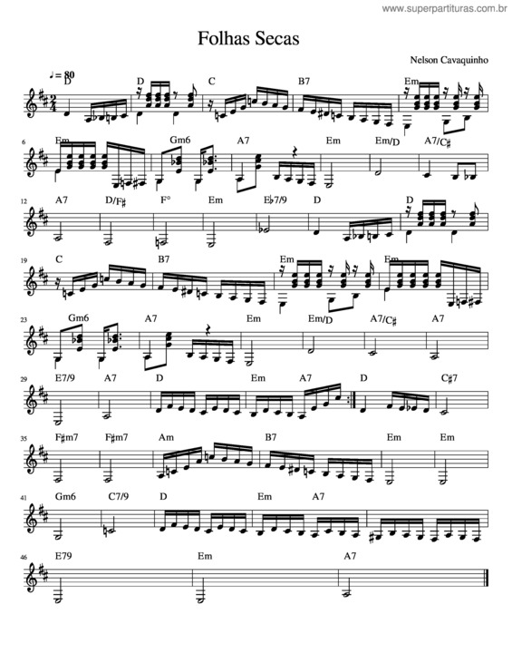 Partitura da música Folhas Secas v.3