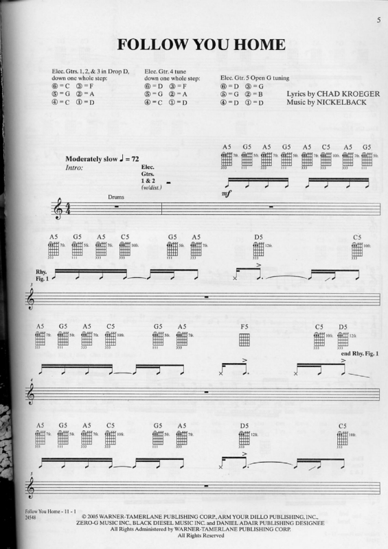 Partitura da música Follow You Home