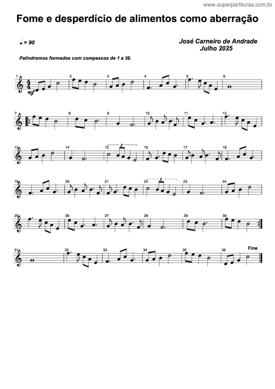 Partitura da música Fome E Desperdício De Alimentos Como Aberração