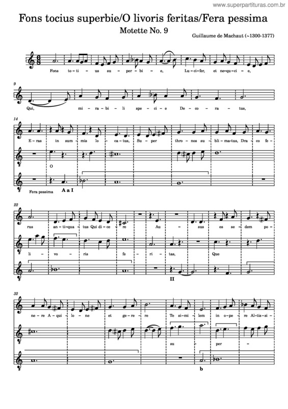 Partitura da música Fons Tocius Superbie/O Livoris Feritas/Fera Pessima