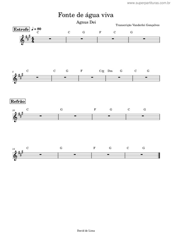 Partitura da música Fonte De Água Viva v.2