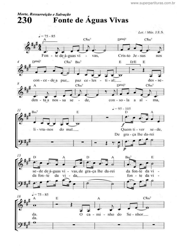 Partitura da música Fonte De Águas Vivas