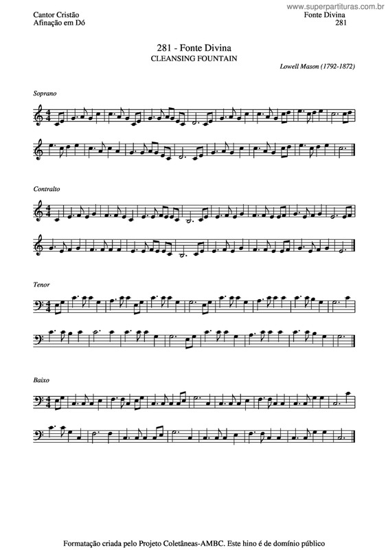 Partitura da música Fonte Divina