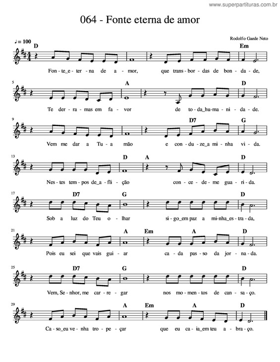 Partitura da música Fonte Eterna De Amor